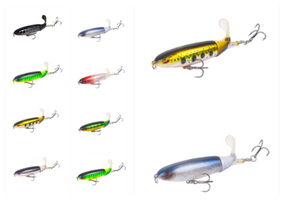 1PCS Whopper Popper Fishing Lures Topwater Rotating Tail Pencil Baits US